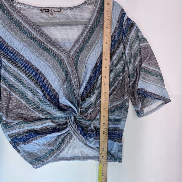 Striped Twist-Front Knit Top By Gypsies & Moondust  XS  Polyester/Rayon/Spandex - Picture 7 of 8